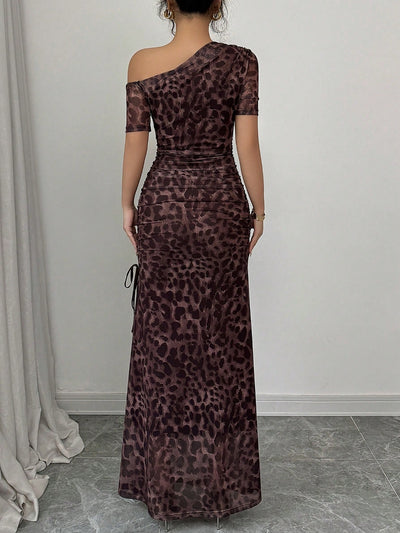 Leopard Mesh Maxi Dress