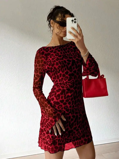 Backless Leopard Mini Dress