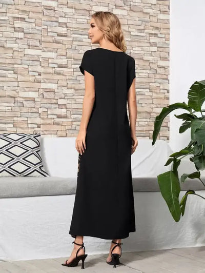Black Leopard Print Maxi Dress