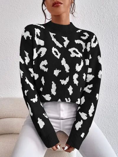 Black Leopard Print Sweater