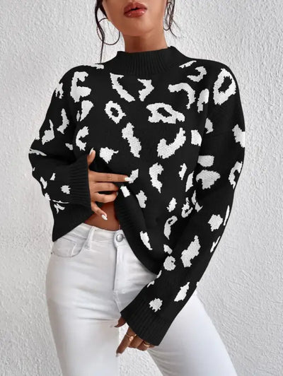 Black Leopard Print Sweater