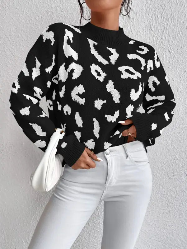 Black Leopard Print Sweater