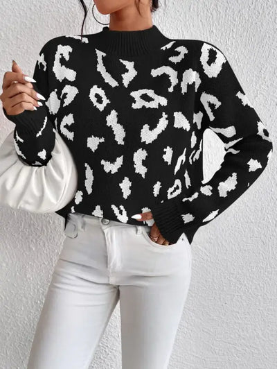 Black Leopard Print Sweater