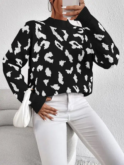 Black Leopard Print Sweater