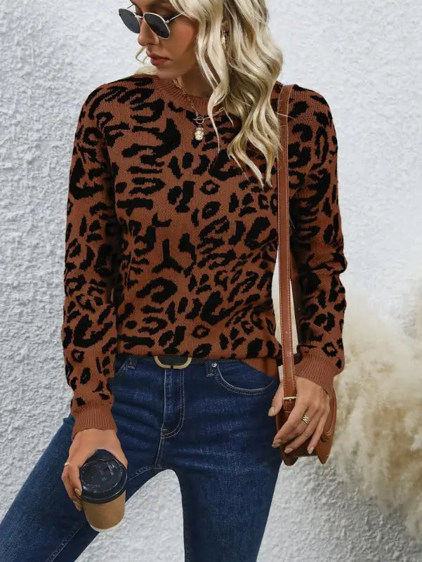 Brown Leopard Print Sweater