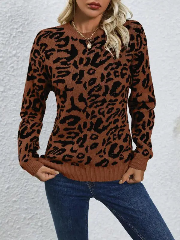 Brown Leopard Print Sweater