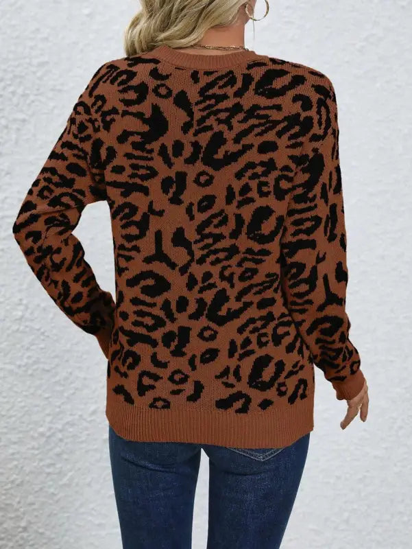 Brown Leopard Print Sweater