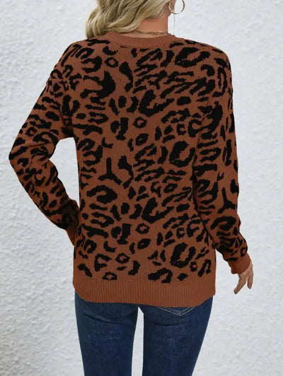 Brown Leopard Print Sweater