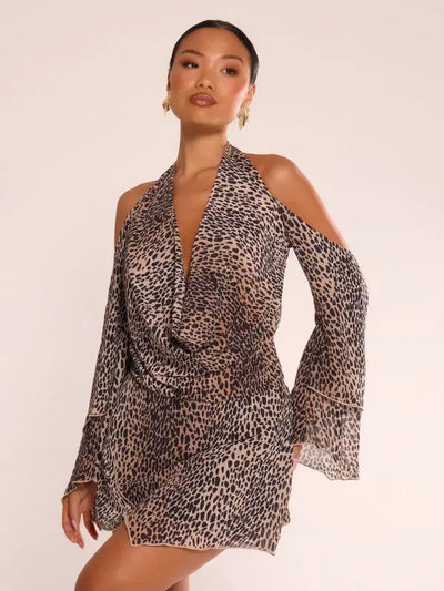 Chiffon Leopard Print Mini Dress