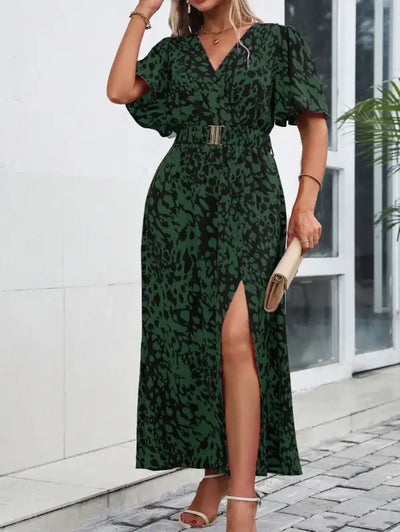Green Leopard Print Dress Plus Size