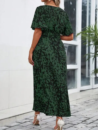 Green Leopard Print Dress Plus Size